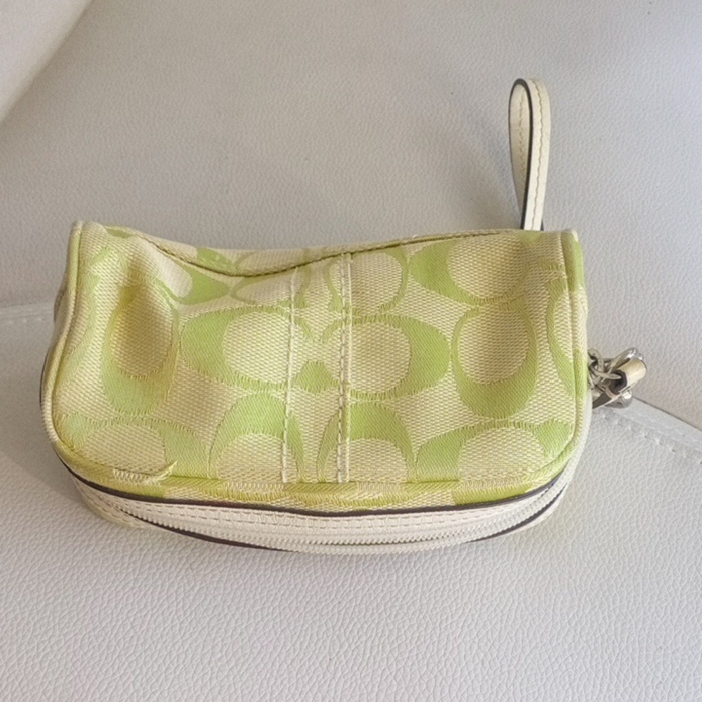 Coach Light Green Signature Wristlet